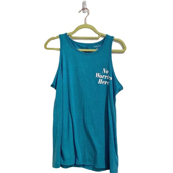 Torrid Teal Everyday No Worries Here Graphic Tank Sz 10 - Picture 2 of 11